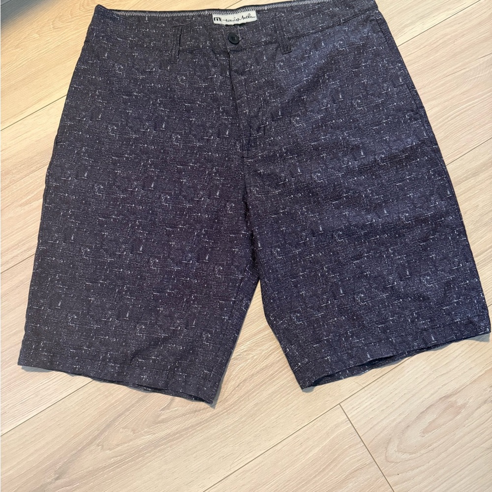 Travis Mathew Men's Flat Front Shorts in Dark Navy with Fleck
